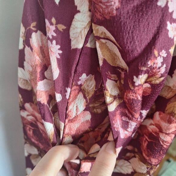 AUW Womens Jumpsuit Wide Leg Floral Country Boho Fairy Sweetheart Neck Medium - Picture 6 of 14